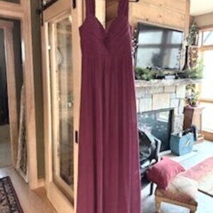 Burgandy long bridesmaid dress
